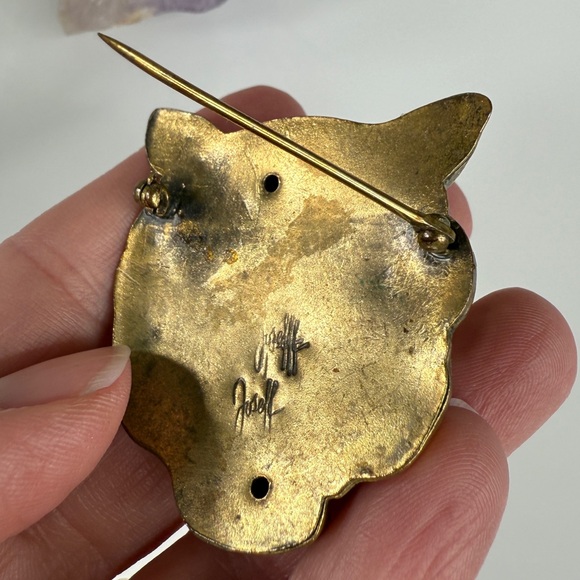 Vintage Joseff of Hollywood Tiger Head Repoussé Brooch - Picture 13 of 15